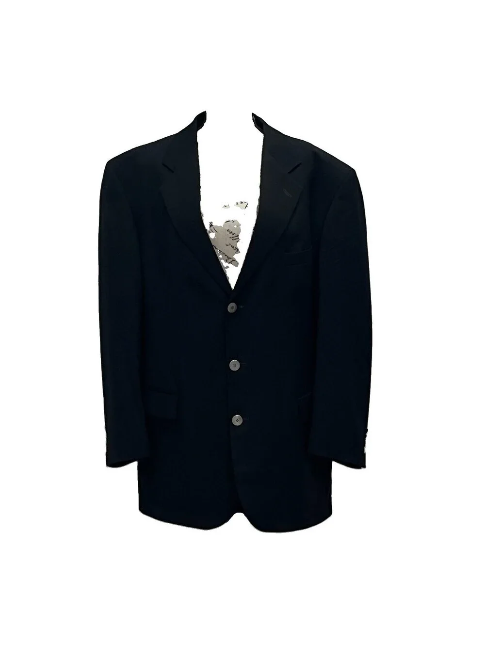 Gianfranco Ruffini Italy Black Blazer 44L Marzotto Super 100’s Wool Sport Coat